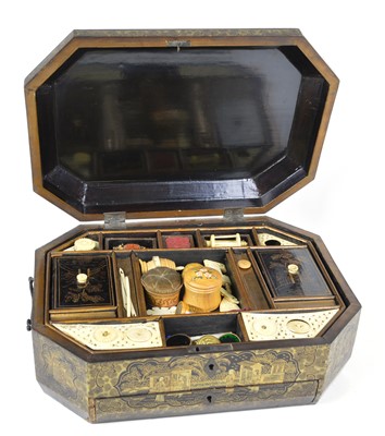 Lot 200 - Early 19th-century Anglo Chinese black lacquered sewing box