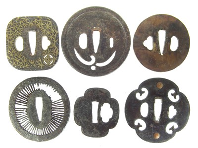 Lot 396 - Six Japanese Tsuba