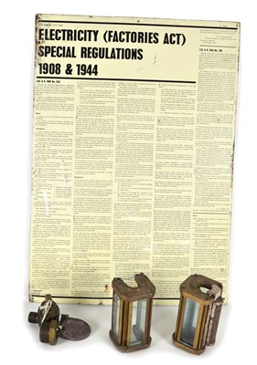 Lot 10 - Two Water Gauge Covers, valve and a Factories Act Sign