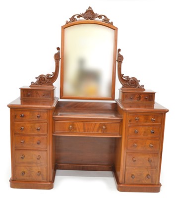 Lot 303 - Victorian mahogany pedestal dressing table