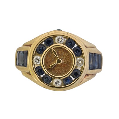 Lot 106 - A 9ct gold sapphire and diamond dress ring