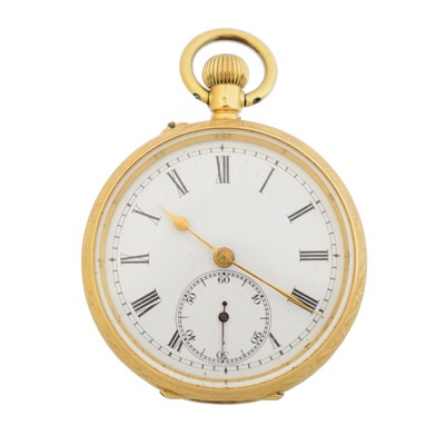 Lot 151 - An 18ct gold open face fob watch