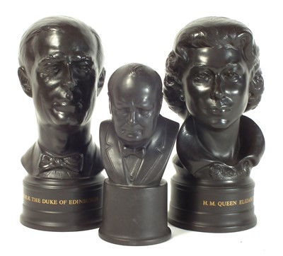 Lot 131 - Three Wedgwood black basalt busts