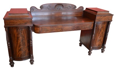 Lot 297 - George III mahogany drop centre twin pedestal sideboard