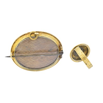 Lot 19 - A set of Victorian enamel and banded agate mourning jewellery