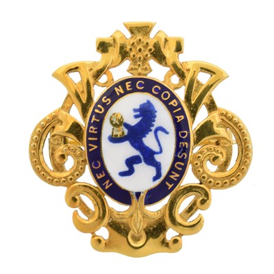 Lot 5 - A 9ct gold enamel brooch by Garrard & Co.