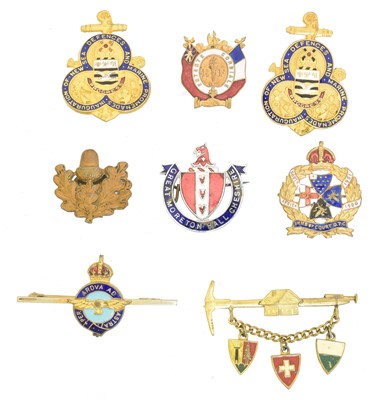 Lot 36 - A selection of enamel brooches, badges and buttonholes