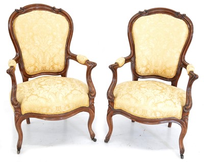 Lot 250 - A pair of 19th-century Victorian rosewood salon chairs