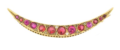 Lot 3 - A gem-set crescent brooch