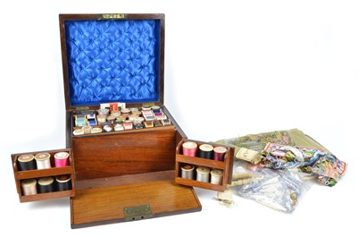 Lot 201 - Victorian walnut veneered workbox