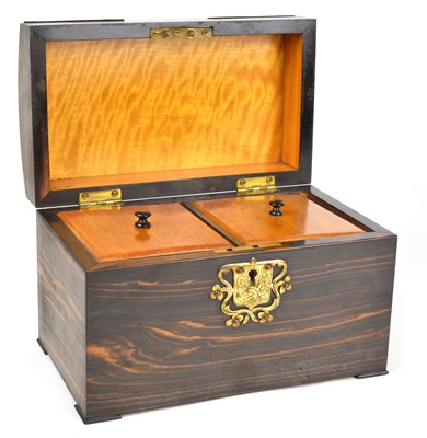 Lot 208 - Victorian coromandel veneered tea caddy