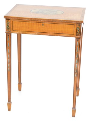 Lot 259 - Late 19th century painted satinwood sewing table