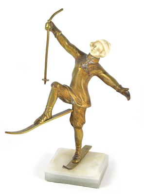 Lot 161 - Bronze and Ivory Figure of a Skier