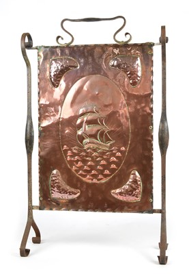 Lot 147 - Arts & Crafts Copper Fire Screen