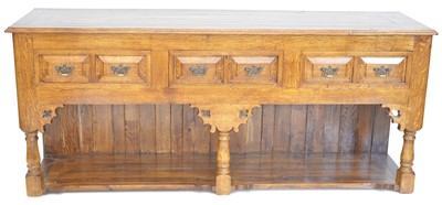 Lot 439 - Late 20th-century oak dresser base of Jacobean design