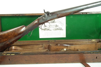 Lot 322 - Percussion silver mounted double 14 bore shotgun by Smith