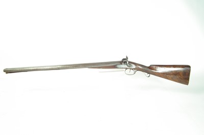 Lot 322 - Percussion silver mounted double 14 bore shotgun by Smith