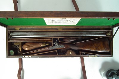 Lot 322 - Percussion silver mounted double 14 bore shotgun by Smith
