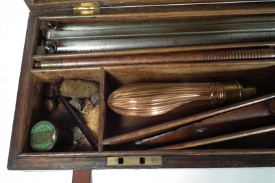Lot 322 - Percussion silver mounted double 14 bore shotgun by Smith