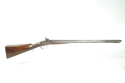 Lot 322 - Percussion silver mounted double 14 bore shotgun by Smith