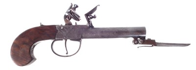 Lot 225 - Flintlock pocket pistol with bayonet by Smith