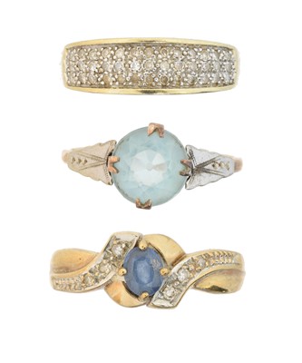 Lot 65 - Three 9ct gold gem-set rings