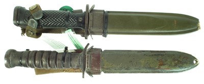 Lot 63 - US bayonet and fighting knife and scabbard