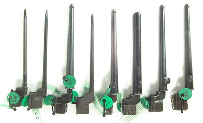 Lot 62 - Eight Lee Enfield No.4 spike bayonets