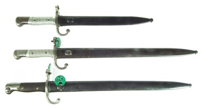 Lot 276 - Three Argentinian bayonets and scabbards
