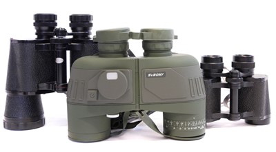 Lot 553 - Svbony range finder binoculars, Zeiss 8x30W and one other pair.