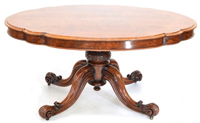 Lot 387 - Victorian figured walnut loo table