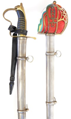 Lot 27 - 20th century reproduction Scottish basket hilted sword and a cavalry sword