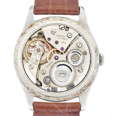 Lot 196 - A 1950s Movado for Tiffany & Co. Calendomatic manual wind wristwatch