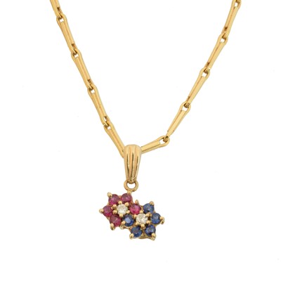 Lot 82 - A vari gem floral pendant