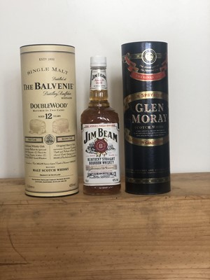 Lot 94 - 3 Bottles Mixed Lot Fine Speyside Malts together with Jim Beam Kentucky Bourbon