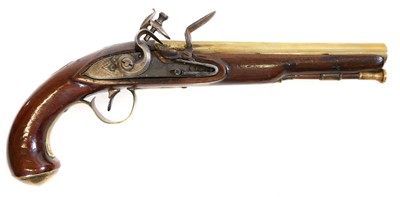 Lot 216 - Brass barrelled flintlock pistol by Bale.
