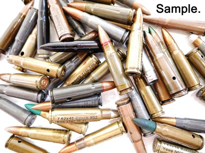 Lot 536 - One hundred and thirty four inert mixed calibre rounds, and fifty two inert 7.62 x 45 rounds.
