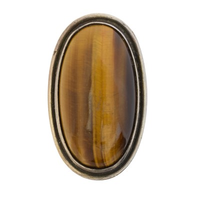 Lot 104 - A Georg Jensen tiger's eye ring, no. 46E
