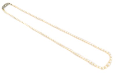 Lot 89 - A cultured pearl and diamond necklace
