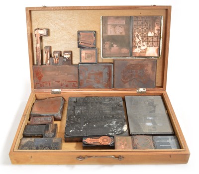 Lot 139 - Box of Copper and Zinc Printing Plates and Wood Engraving blocks