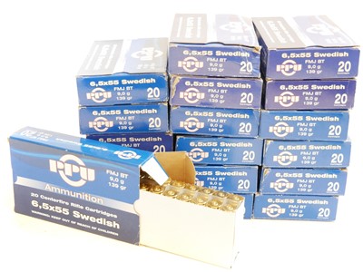 Lot 582 - Three hundred and sixty PPU 6.5x55 Swedish once fired cases