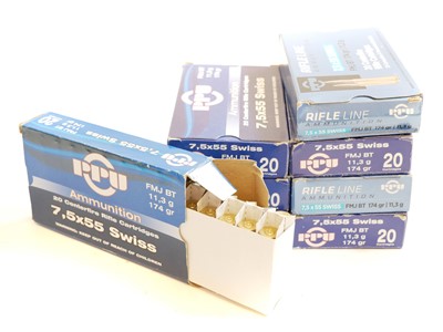 Lot 570 - One hundred and sixty PPU 7.5x55 Swiss once fired cases