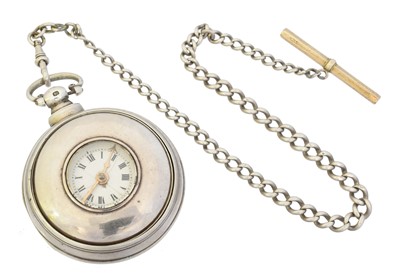 Lot 202 - A silver half hunter verge pair cased pocket watch by E. Matthews, Welshpool