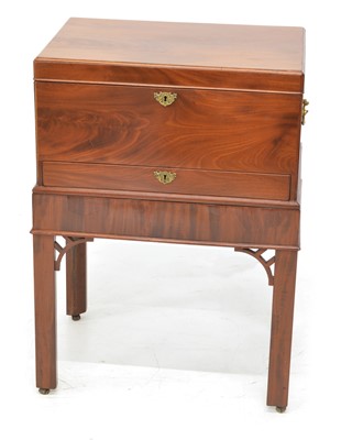 Lot 318 - Edwardian mahogany sewing box on stand
