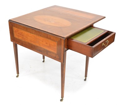 Lot 391 - Late 18th-century mahogany and satinwood Pembroke table