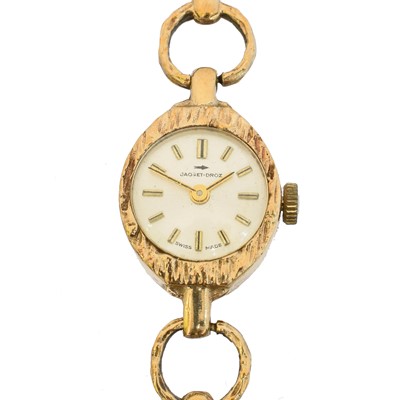 Lot 170 - A ladies 1970s 9ct gold Jaquet Droz manual wind wristwatch