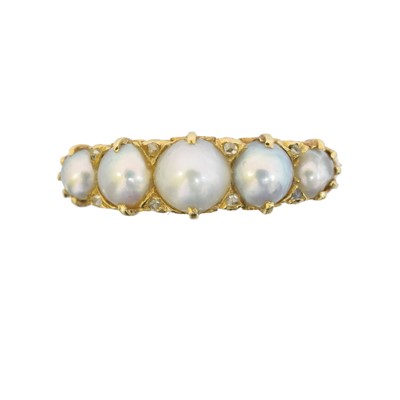 Lot 106 - An 18ct gold split pearl and diamond dress ring