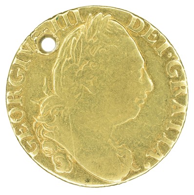 Lot 33 - King George III, Guinea, 1786, pierced.