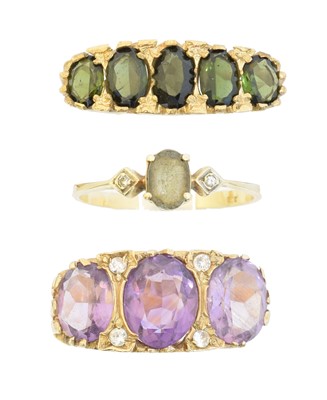Lot 64 - Three 9ct gold dress rings
