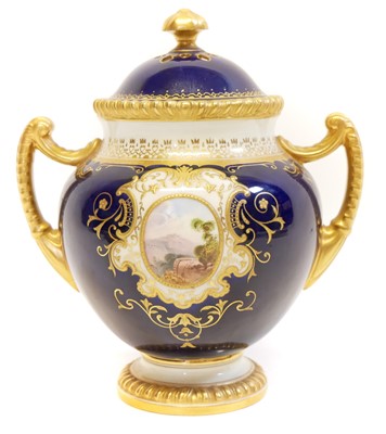 Lot 238 - Coalport twin handled lidded potpourri vase